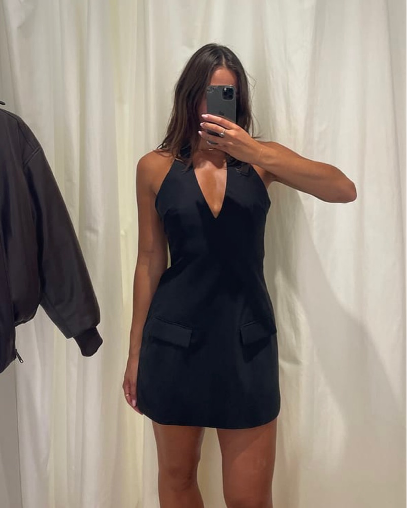 Sleek and Sophisticated Black Halter Dress by Henne - Pickle
