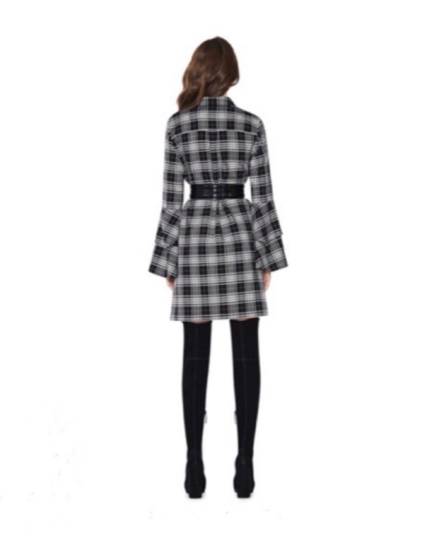 Alice & Olivia Plaid Bell Sleeve Dress - Image 2
