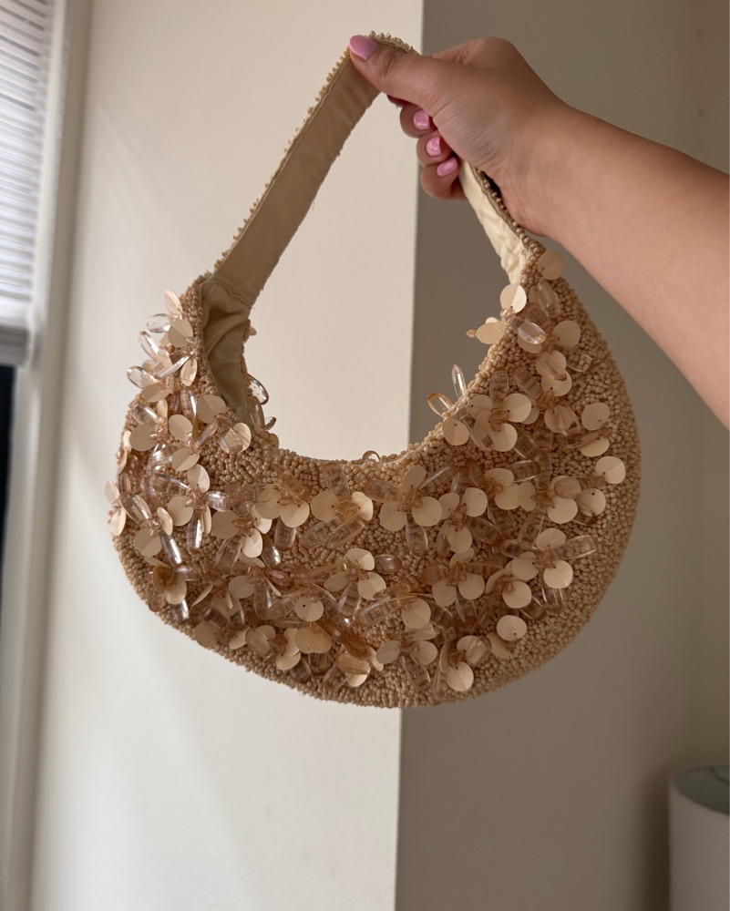 Tan Neutral Beaded Bag by Heritage India - Pickle