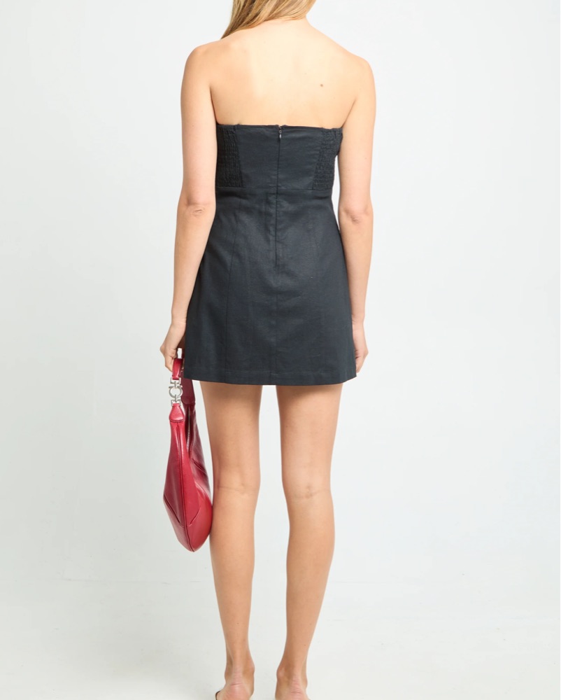 black dress f21 Icon Mini Dress in Black Linen L / Black Linen main image 1