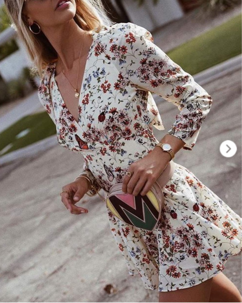 Maje Silk Open Back V-Neck Floral Dress by Maje - Pickle