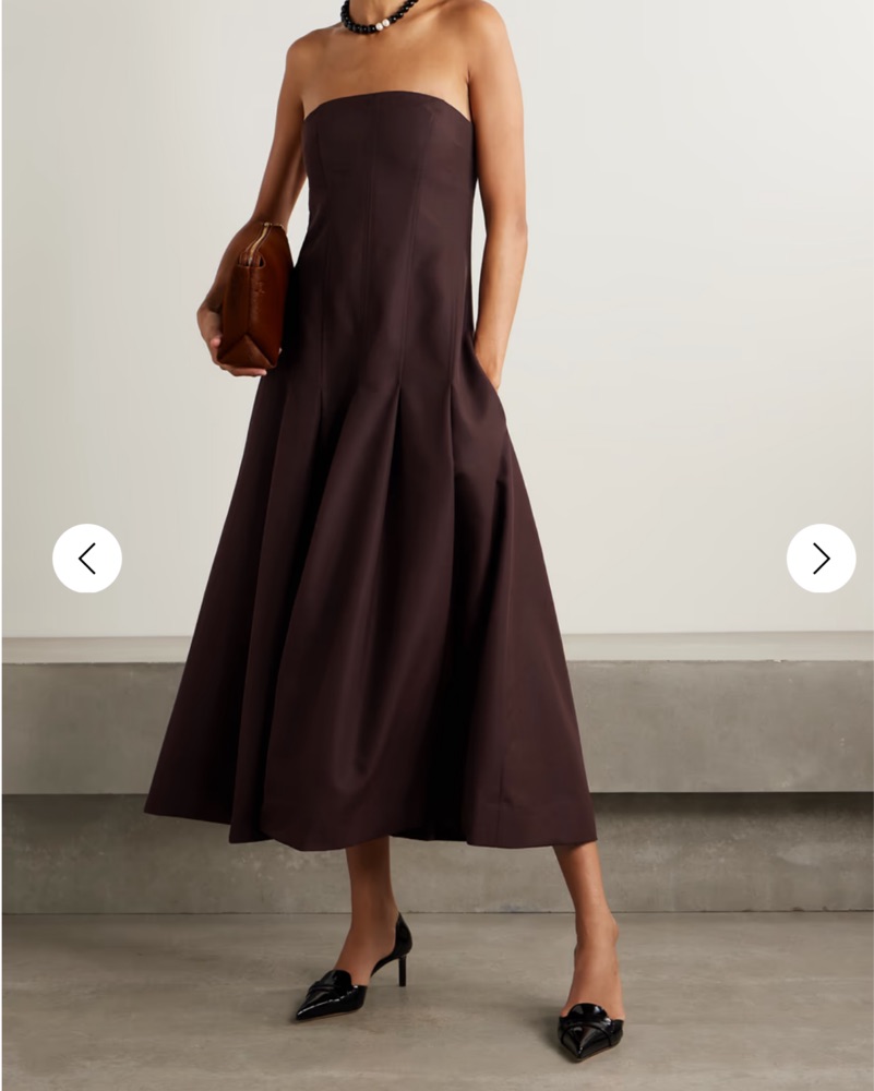 open lace back dress Maeve Pleated Dress in Cotton Twill 4 main image 1