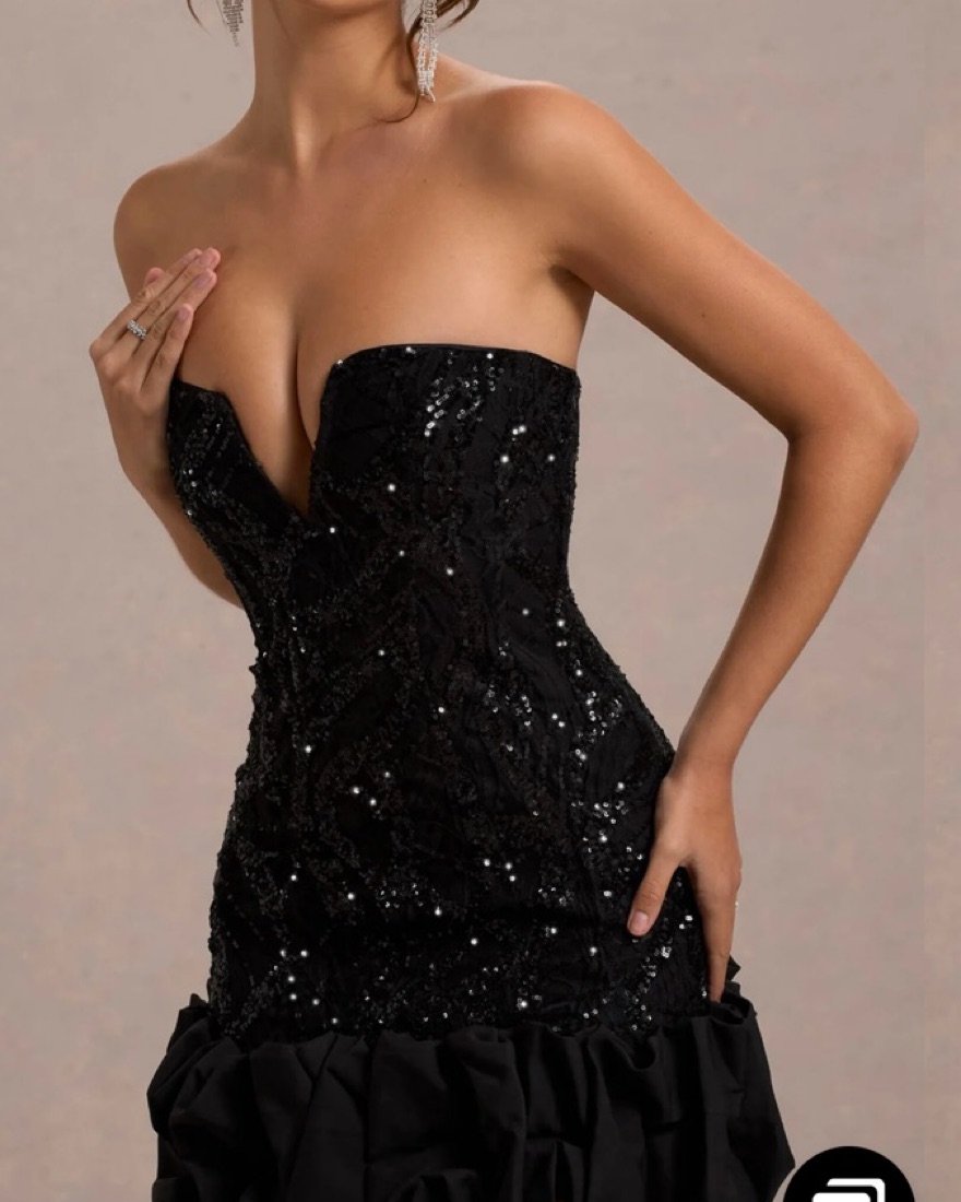 black sequin strapless mini dress Sofie Black Sequin Knit Strapless Mini Dress - US 6 main image 1