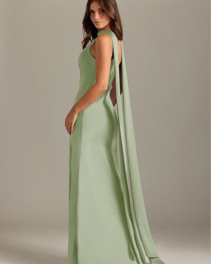 Azazie Dust Sage Satin Dress by Azazie - Pickle