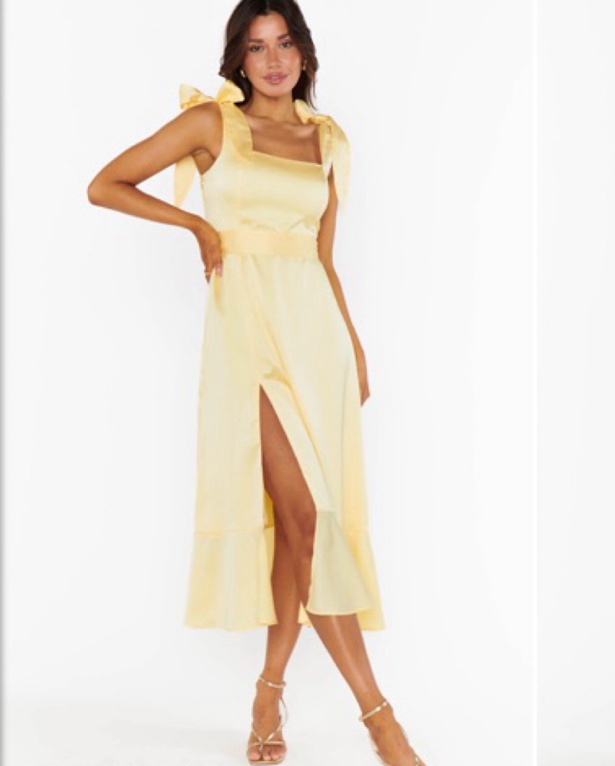knee length dresses for ladies Garden Midi Dress ~ Pink Luxe Satin – Show Me Your Mumu main image 0