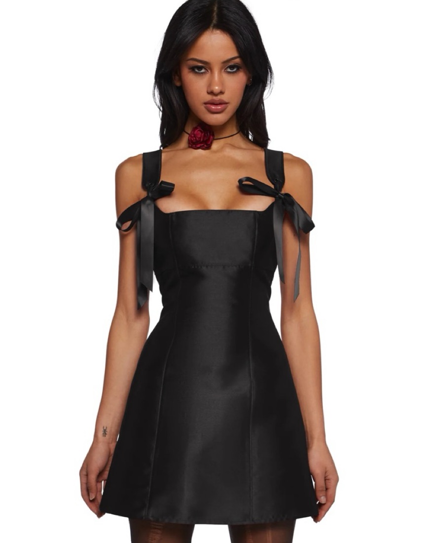 Satin Bow Dress by Dolls Kill - Pickle