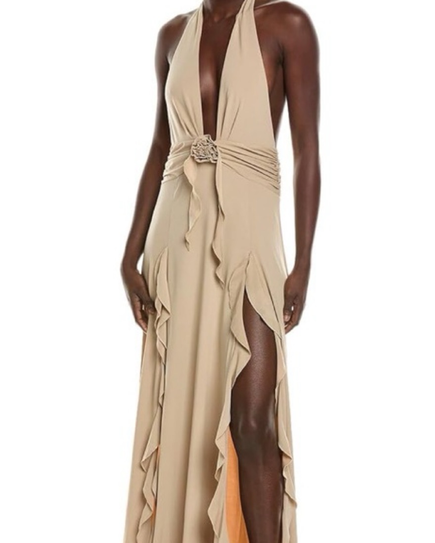 WeWoreWhat halter Ruffle Dress - Small by WeWoreWhat - Pickle