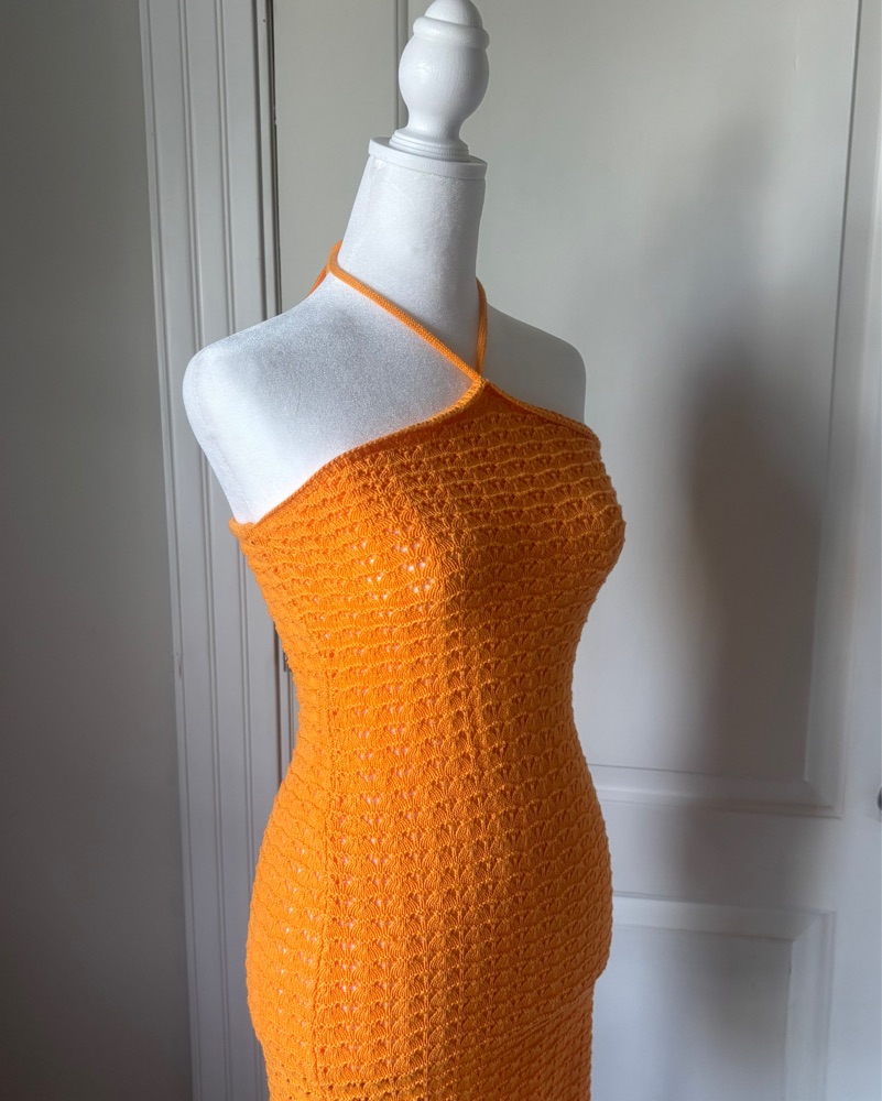 Vibrant Crochet Halter Dress by Forever 21 - Pickle