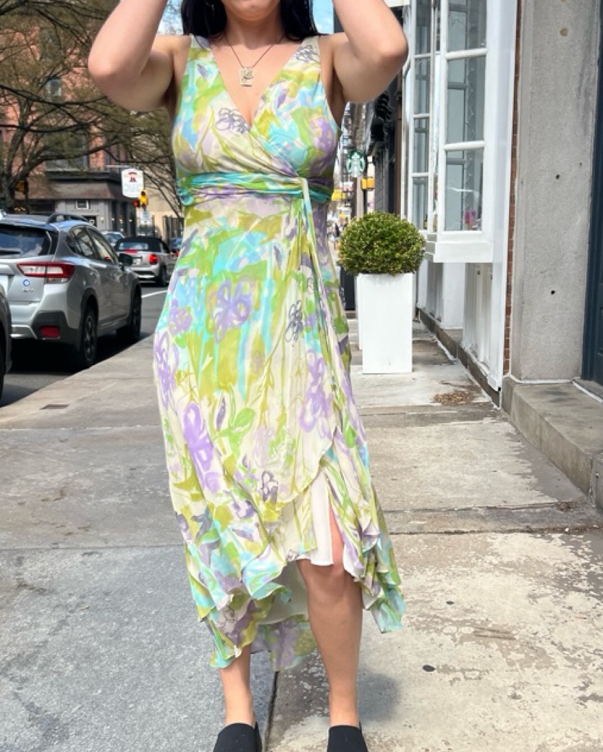 Vintage Silk Floral Midi Dress  - Image 3