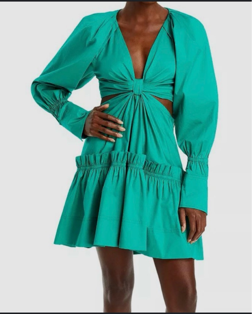 green emerald velvet dress Parina Twisted Cut-Out Mini Dress in Green main image 0