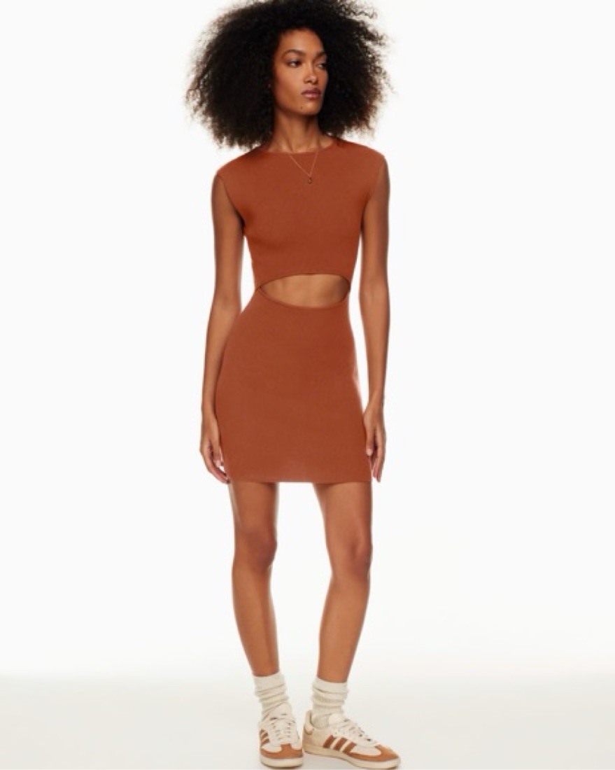 cut out knit dress Long Sleeve Cut-Out Knit Maxi Dress Coffee