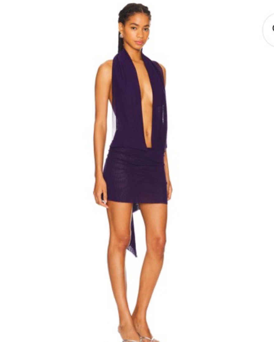 Revolve Purple Hooded Mesh dress - Image 5