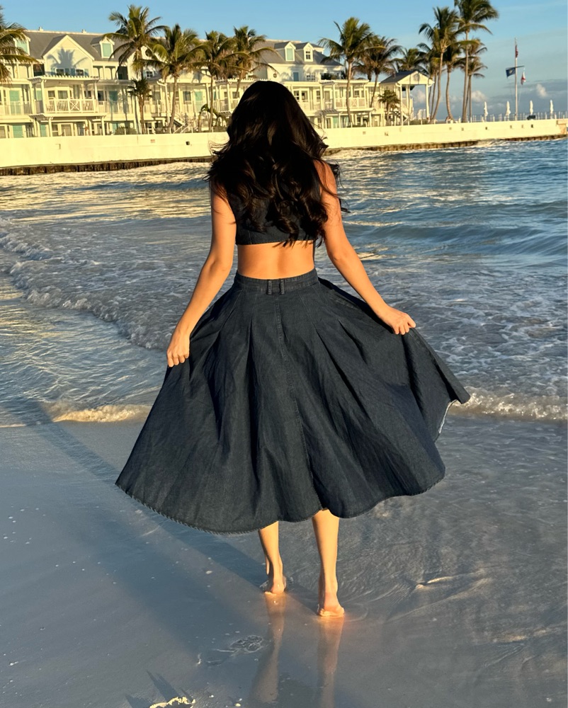 white christmas dresses Breaking Free Long Denim Dress Pacific / XL main image 0