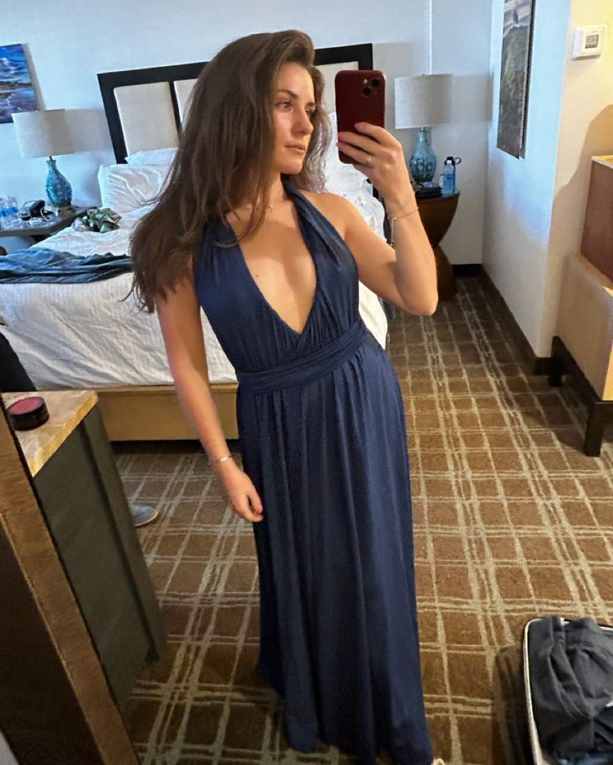 Elegant Navy Blue Multi-tie Dress - Image 1