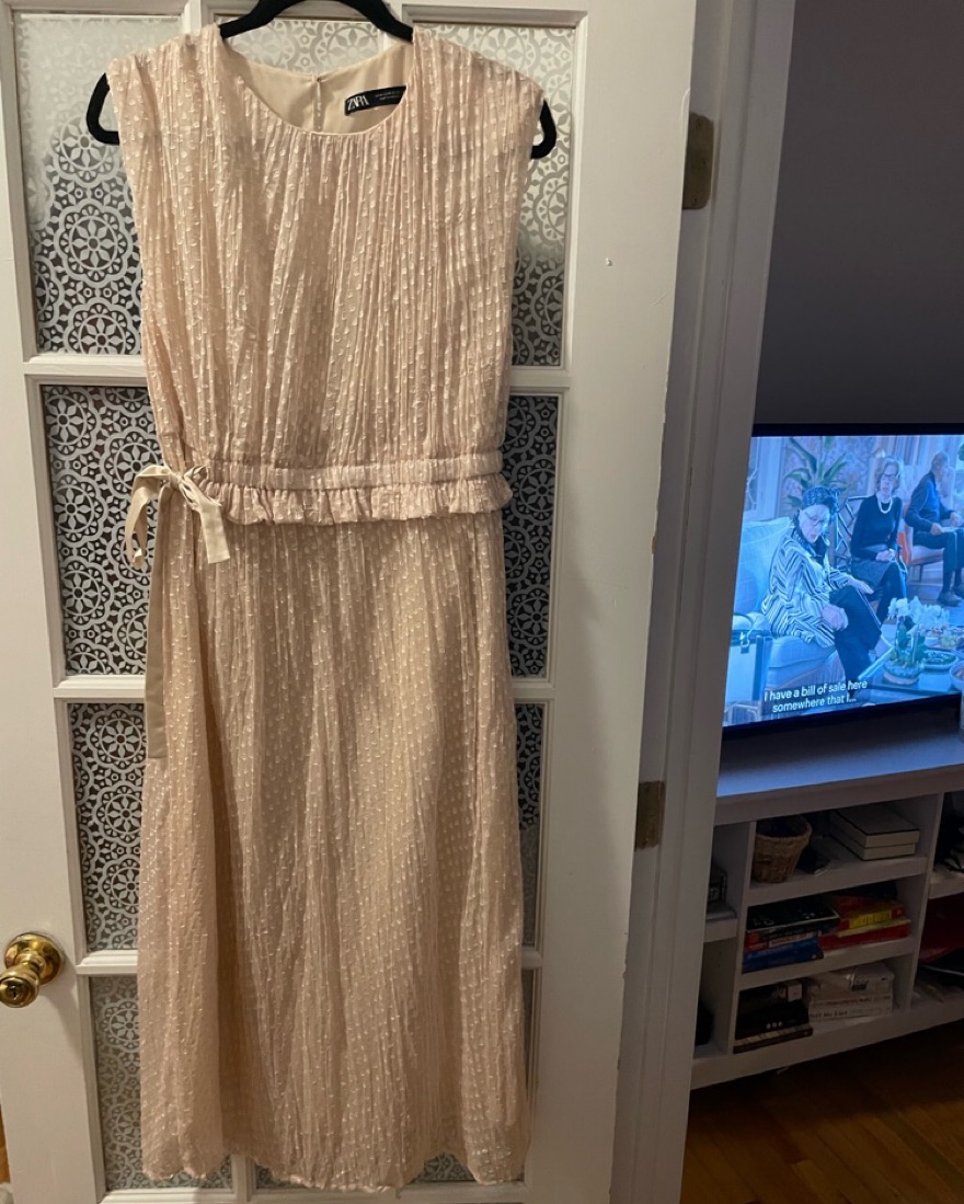 white christmas dresses ZARA champagne satin halter dress main image 1