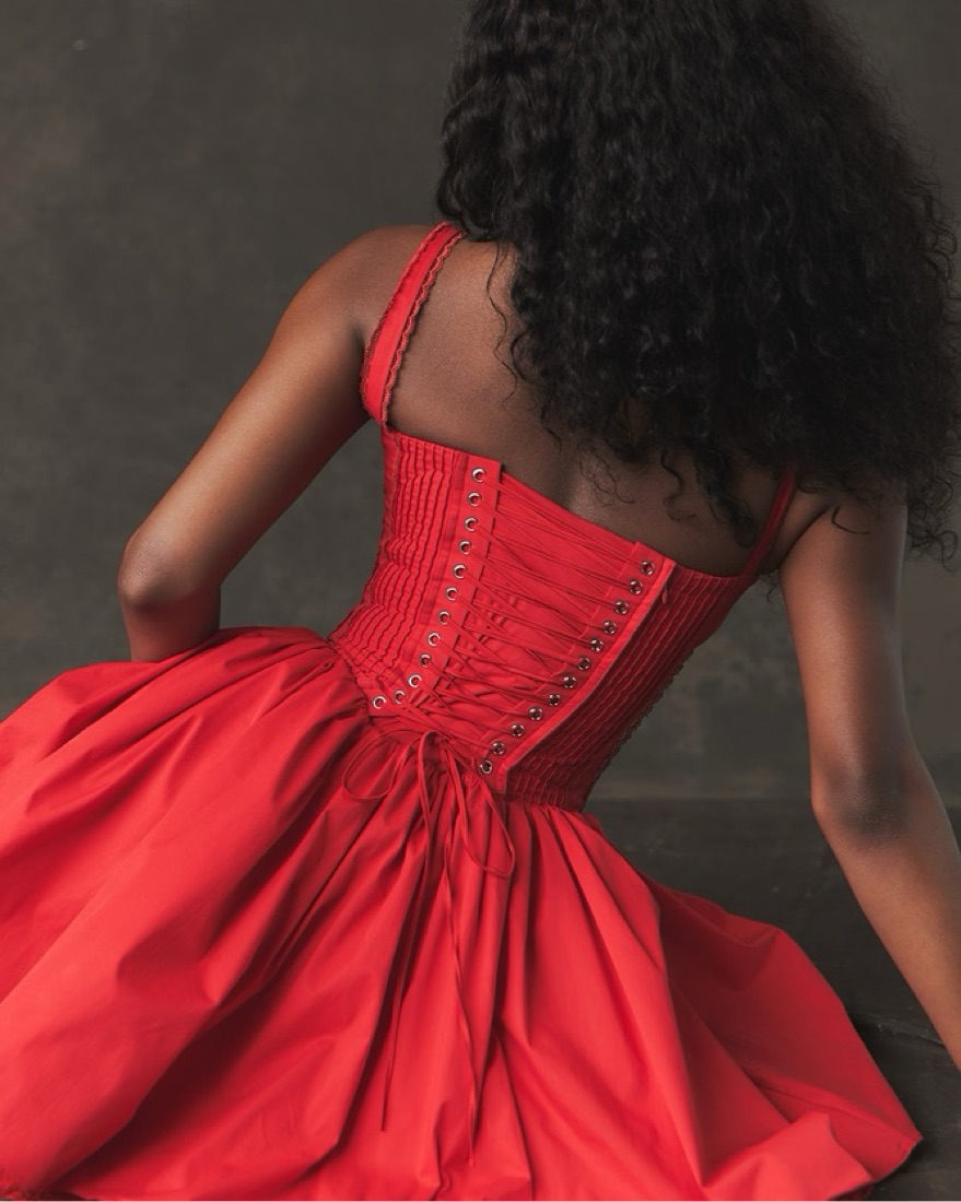 white christmas dresses Deme by Gabriella Linnea Cherry Red Corset Top and Skirt Set main image 1