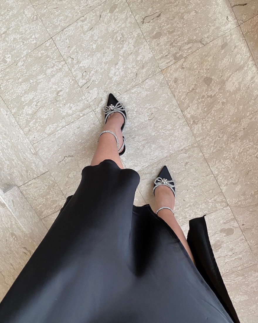 Steve Madden Black Rhinestone Bow Heels - Image 4