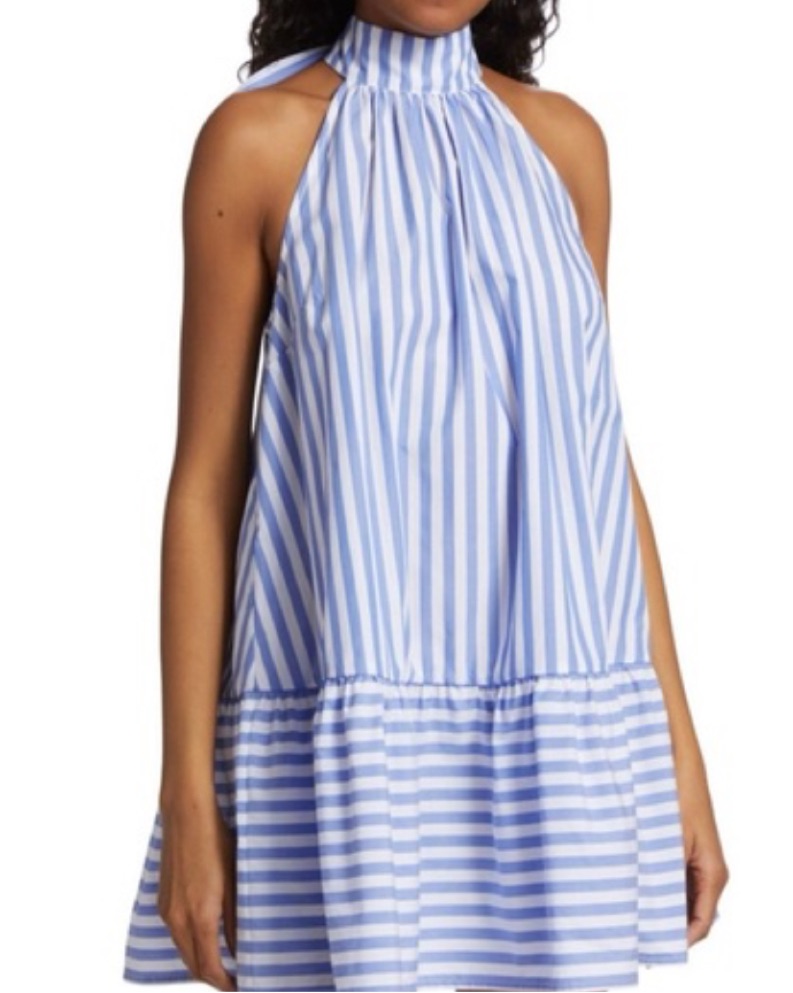 Striped Halter Neck A-line Dress by Staud - Pickle