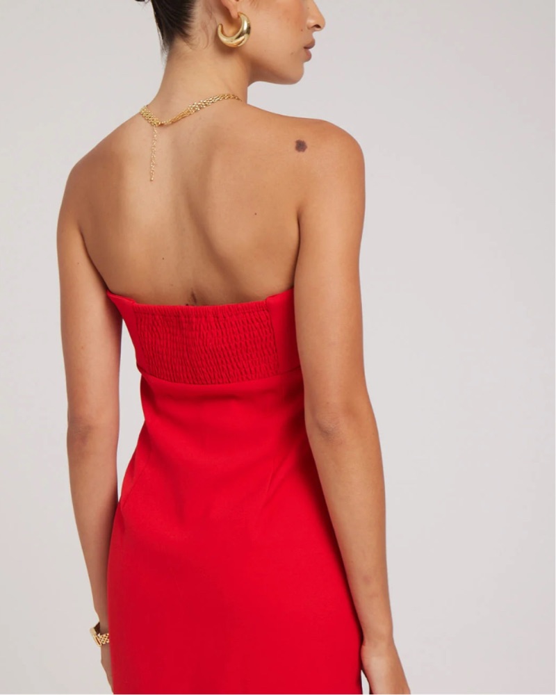 Vibrant Red Strapless Mini Dress by Perfect stranger