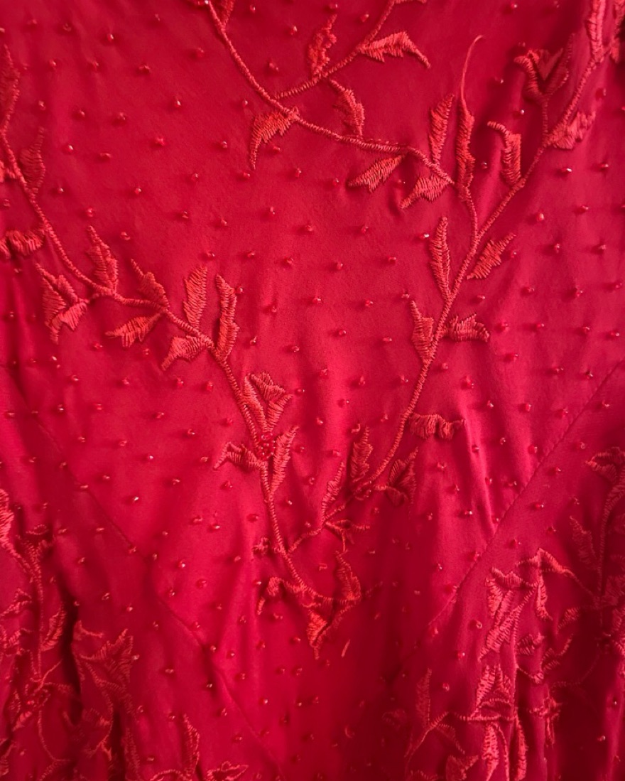 Vintage Beaded Red Slip Dress - Image 5