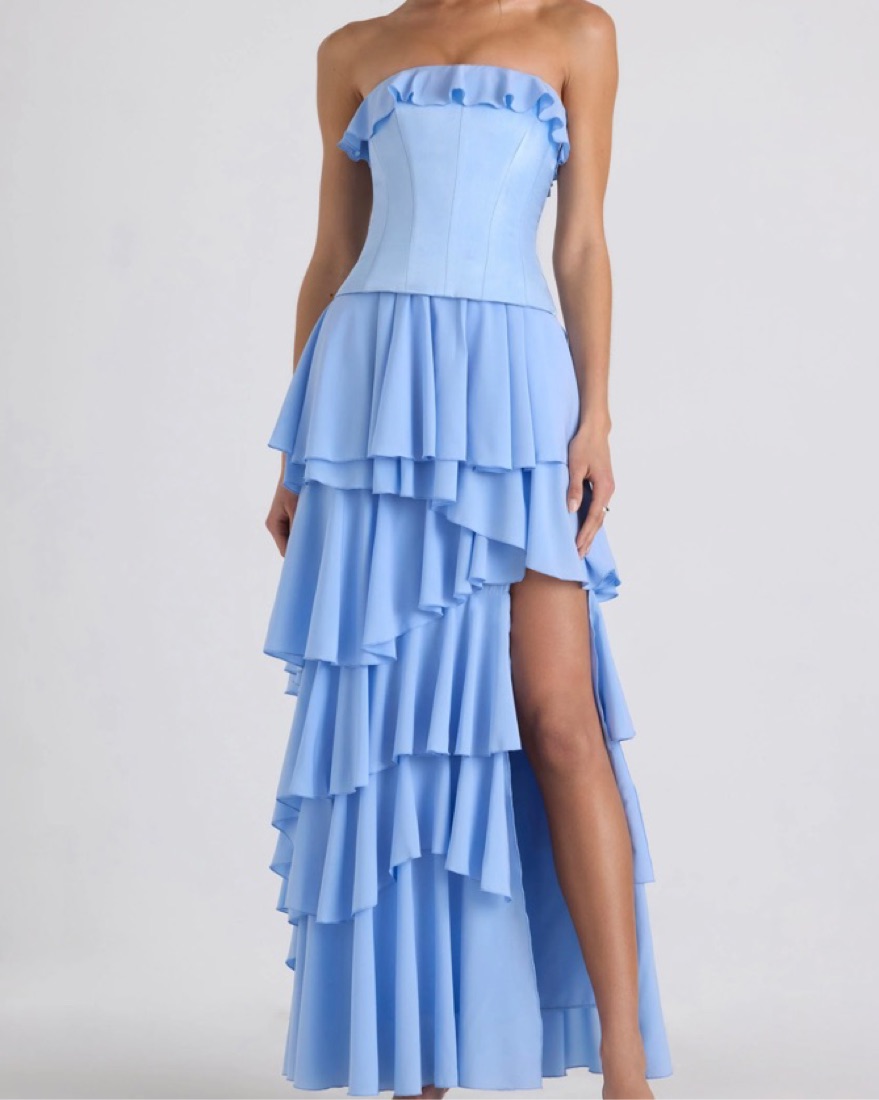Blue Corser Tiered Garden Party Dress - Image 1