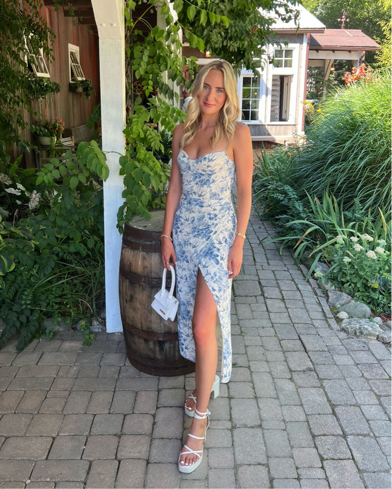 Reformation Summer Dress - White/Blue by Reformation - Pickle