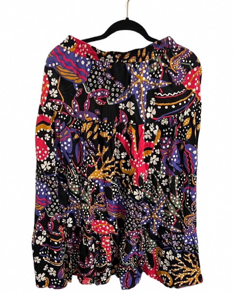 AQUA Vibrant Floral Printed Midi Skirt M - Image 3