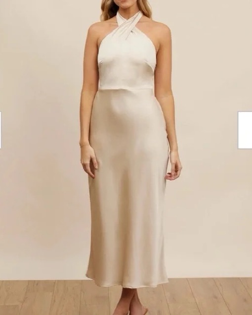 brown fall dress for women As I Expected Brown Satin Cowl Neck Sleeveless Midi Dress