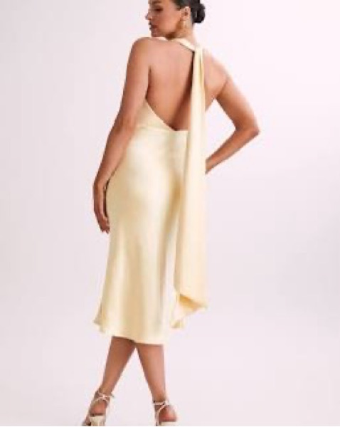 Butter Yellow Halter Neck Midi Dress - Image 1