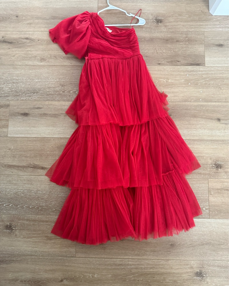 Red Tiered Tulle Gown by ASOS - Pickle