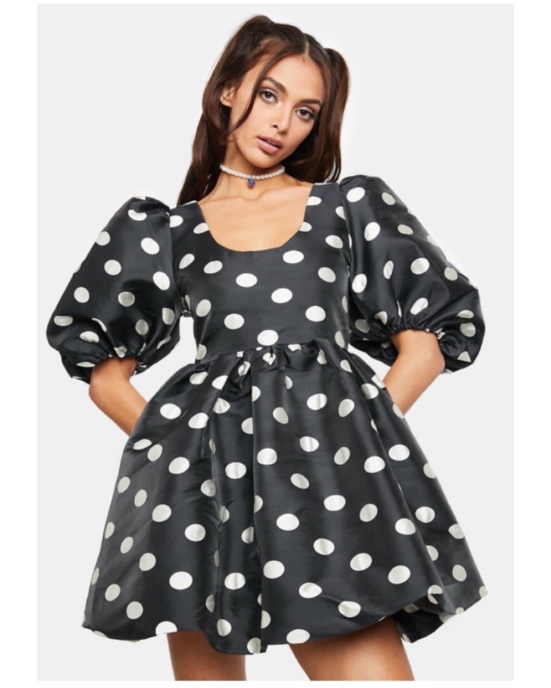 Sister Jane Polka Dot Puff Sleeve Mini by sister jane - Pickle