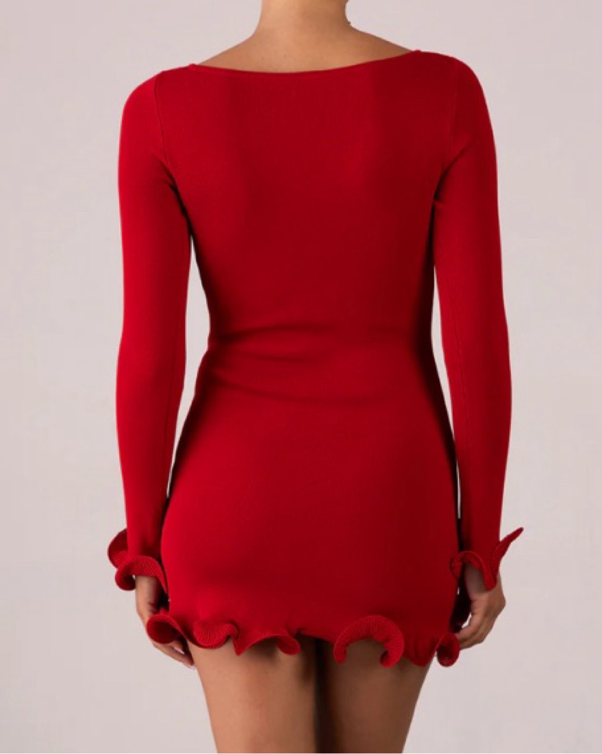 SAME Ruffle Hem Mini Dress (RED) by SAME - Pickle