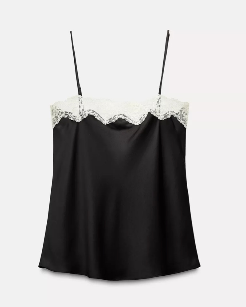 Chemise Zara Dentelle Noire Avec Doublure Nude – Taille S, Occasion Très Bon état