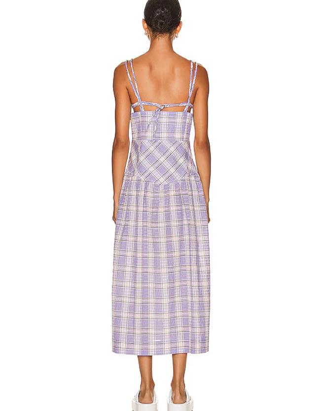 Ganni Checked Seersucker Purple Dress by Ganni - Pickle