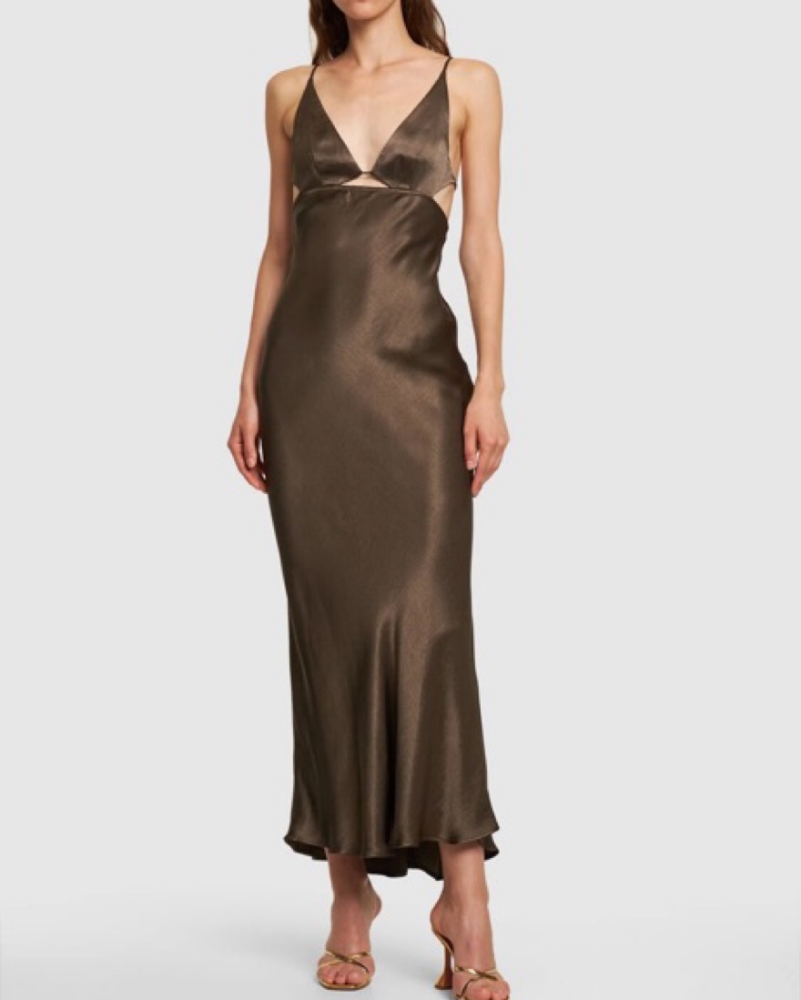 chinese dress ladies Brown La Spiaggia Print Lace Strappy Maxi Daje Dress XXL