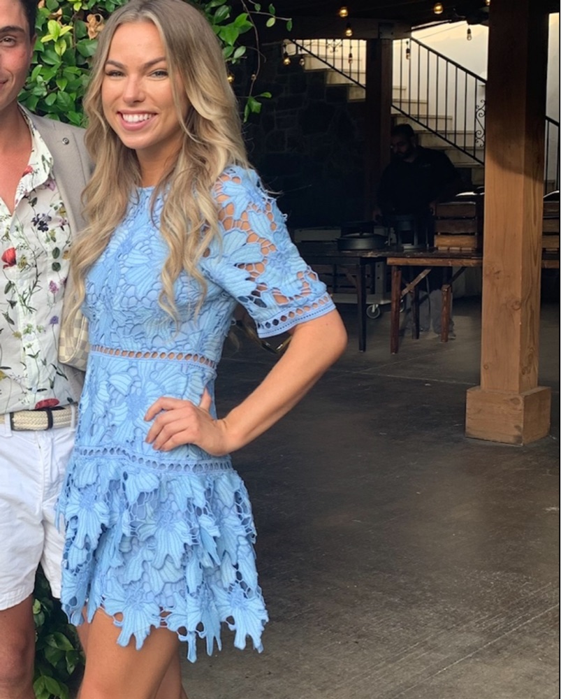 princess polly baby blue dress Raised Right Lead Wrong Lace Mini Dress Blue main image 1