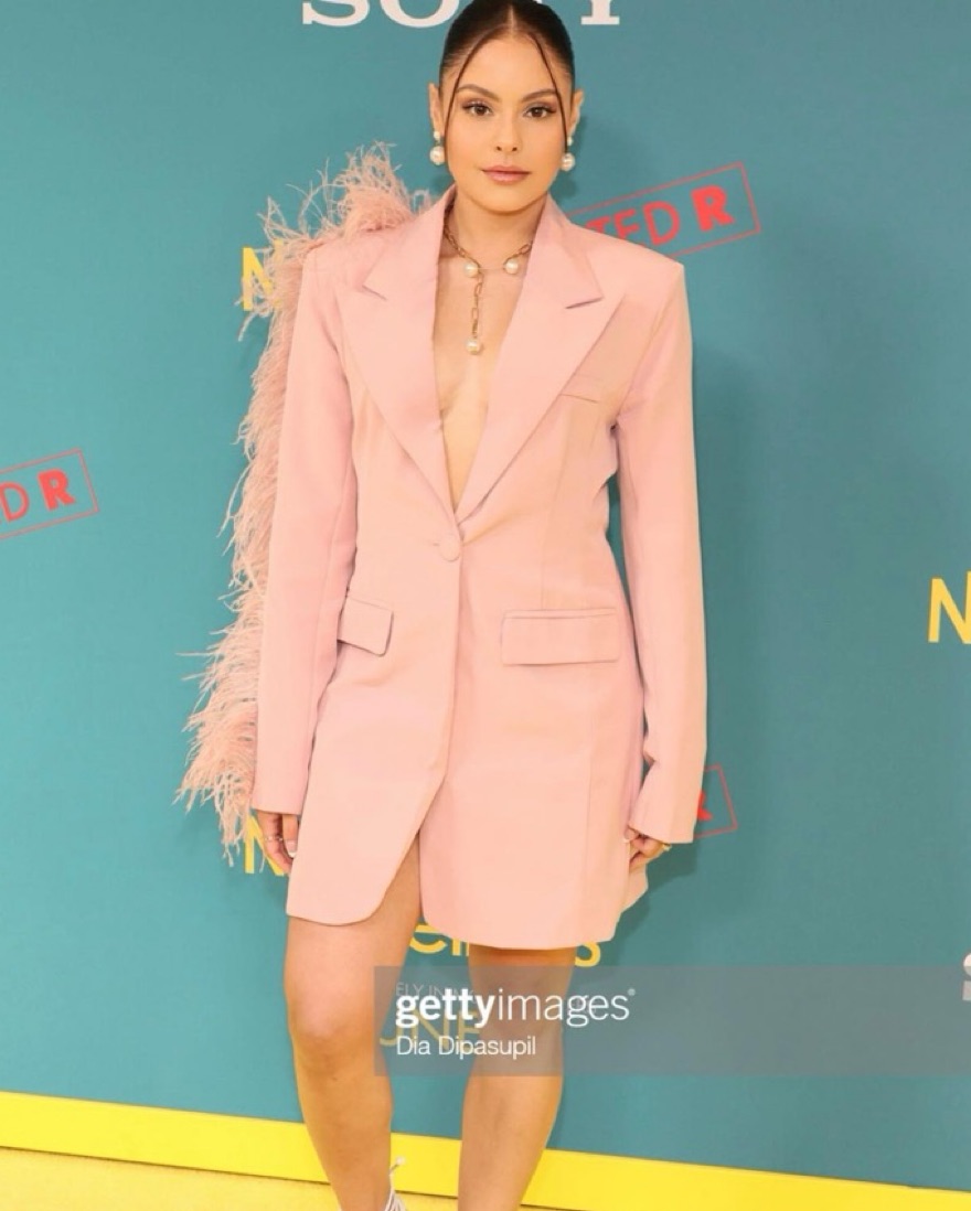 Blush Pink Blazer Dress With Feathers by Club L London - Pickle