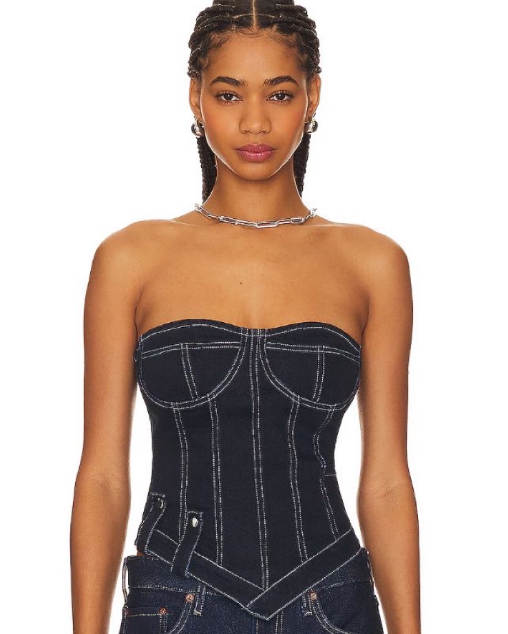 Sleek Strapless Denim Jumpsuit - Image 1