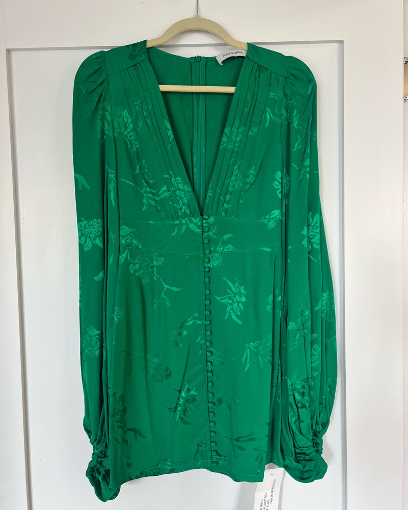 slim fit dress slacks Mint Green Chiffon Balloon Sleeve Flowy Dress X-Large-40 main image 0