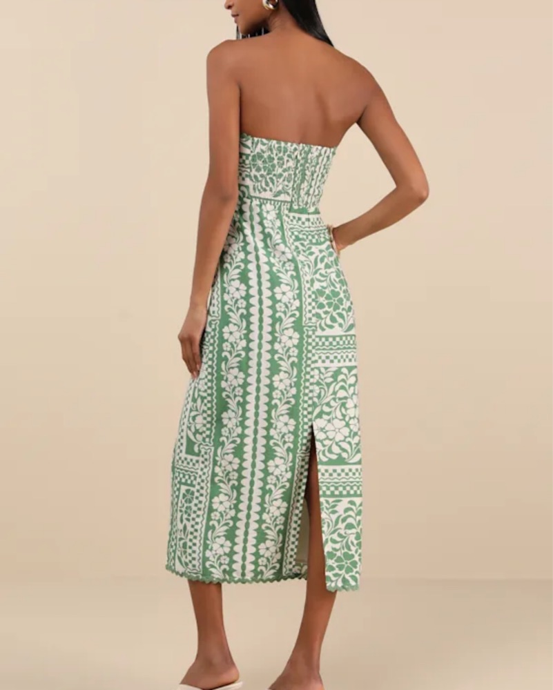 Lulu's Vibrant Floral Midi Dress by Lulus - Pickle