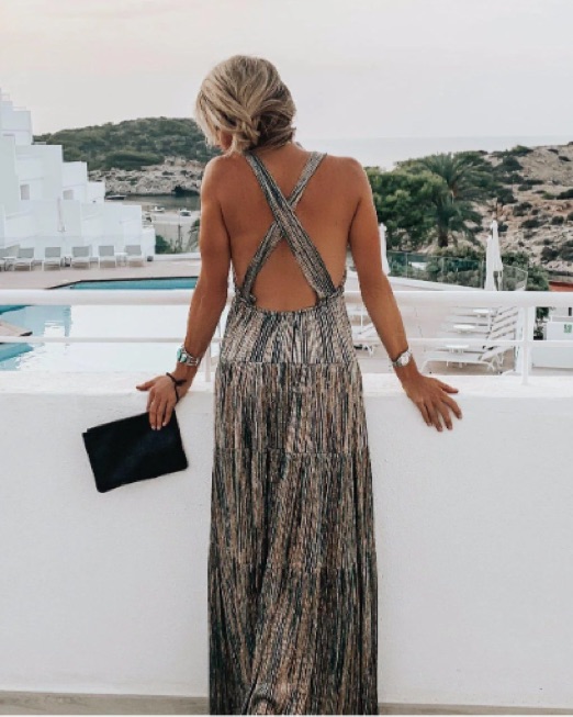 chinese dress ladies Alexa Metallic Maxi Dress