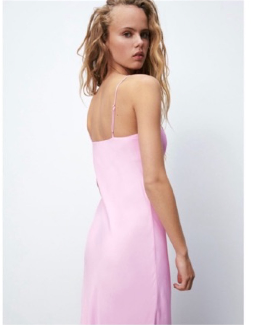 Pink Silky Midi Dress Zara - Image 3