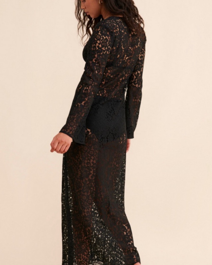 chinese dress ladies PQ Swim Midnight Joy Lace Cover Up M/L / Black