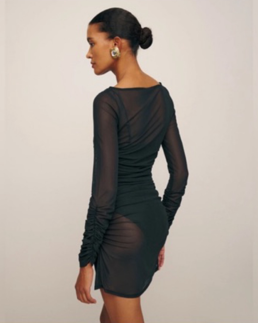 black mesh ruched dress Black Sheer Mesh Ruched Bodycon Midaxi Dress
