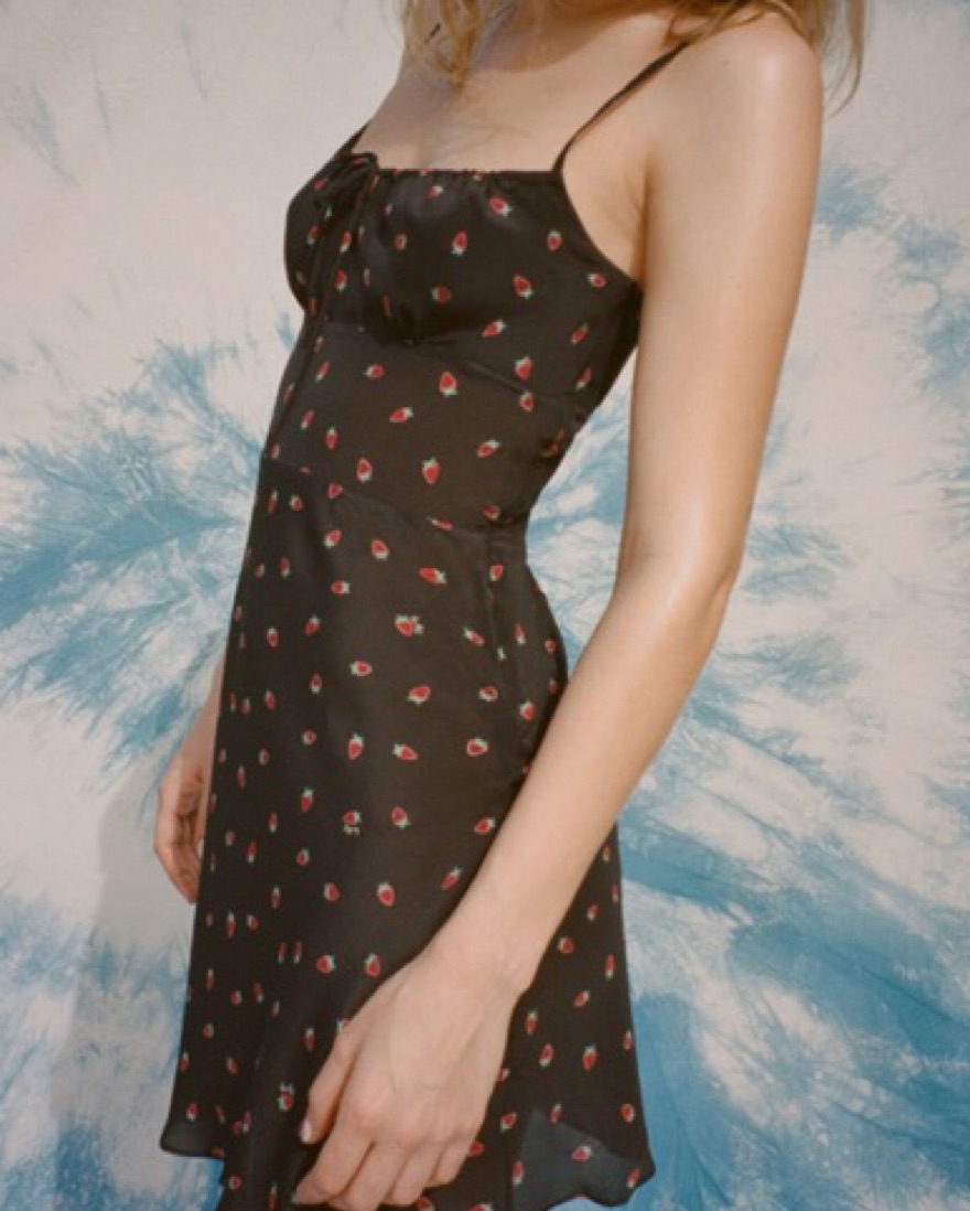 blue dress for baby girl Donna Crossover Bust Black Strawberry Dress main image 1