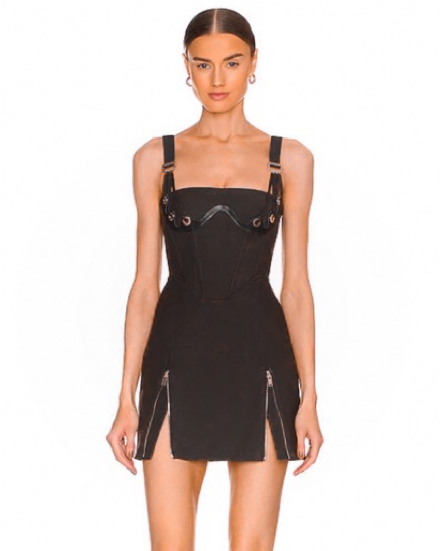 $870 Dion Lee Fan Lace Zip Mini Dress by Dion Lee - Pickle