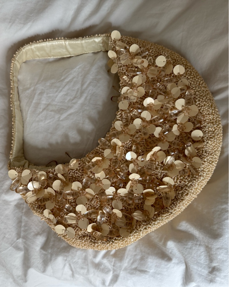 Tan Beaded Backpack Tan Neutral Beaded Bag by Heritage India - Pickle main image 3