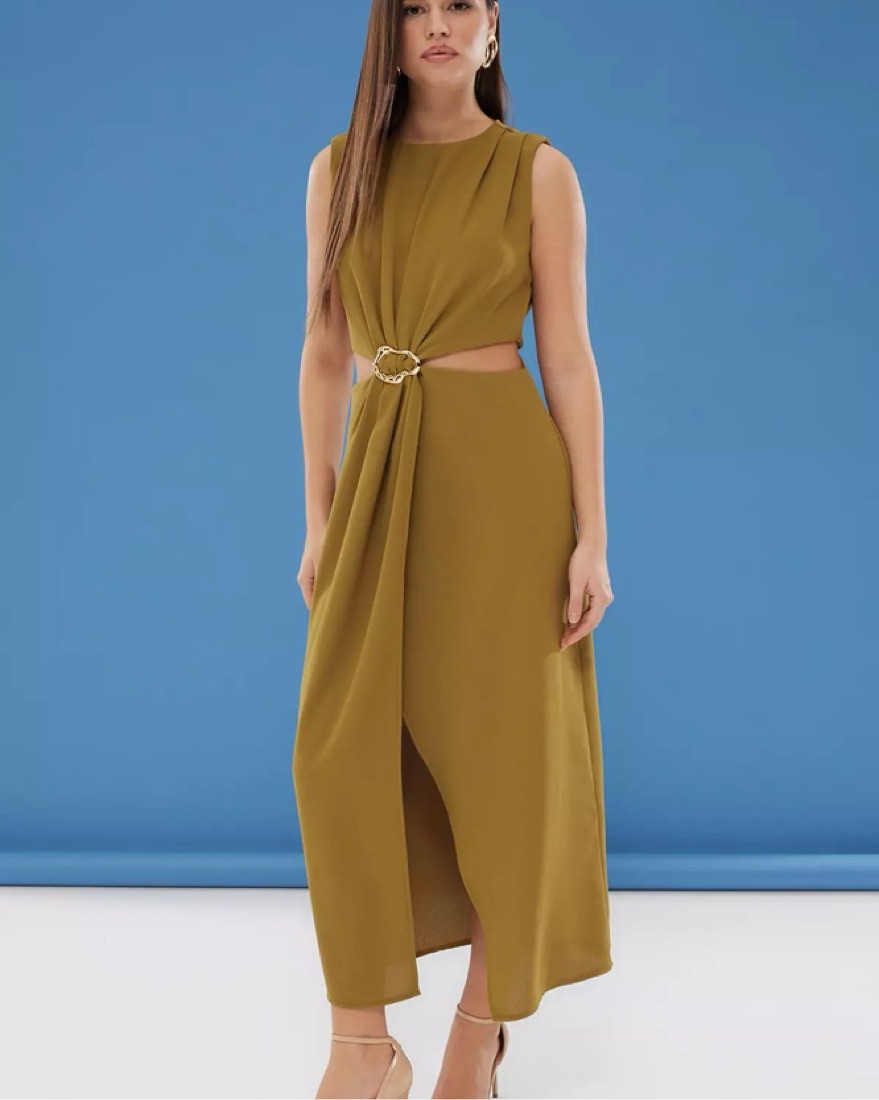 olive green cut-out dress by Zara - Pickle