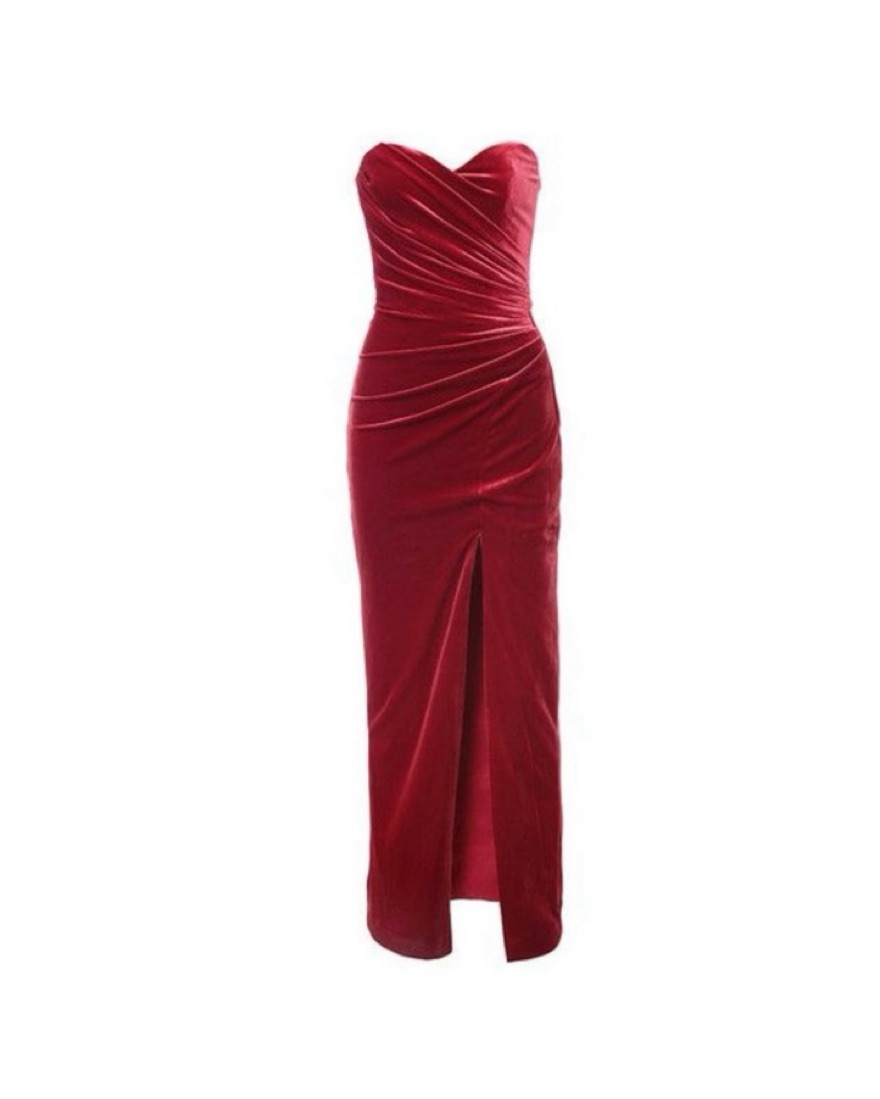 chinese dress ladies Persephone Black Velvet Strapless Maxi Dress by House of CB