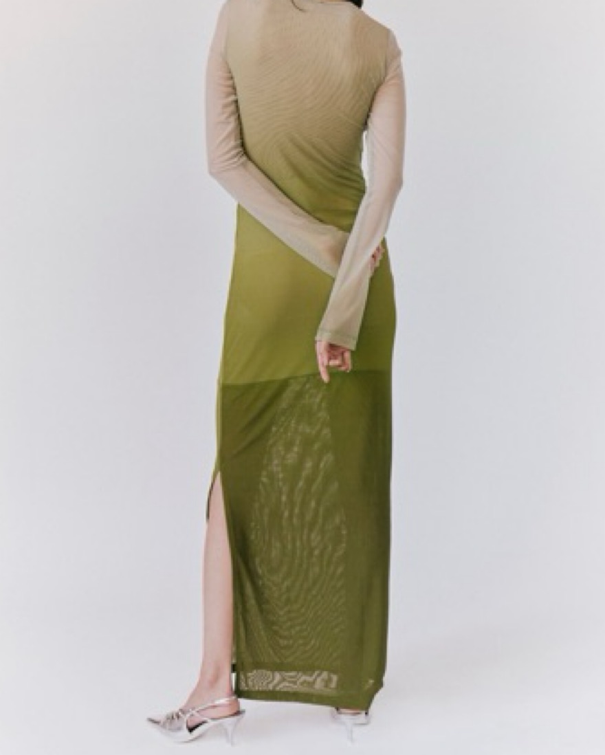Saemdi Olive Mesh Maxi Dress - Image 3